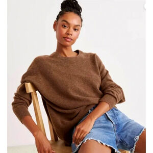 Jenni Kayne S Oversized Marina Pullover Cashmere Wool Crewneck Sweater Brown